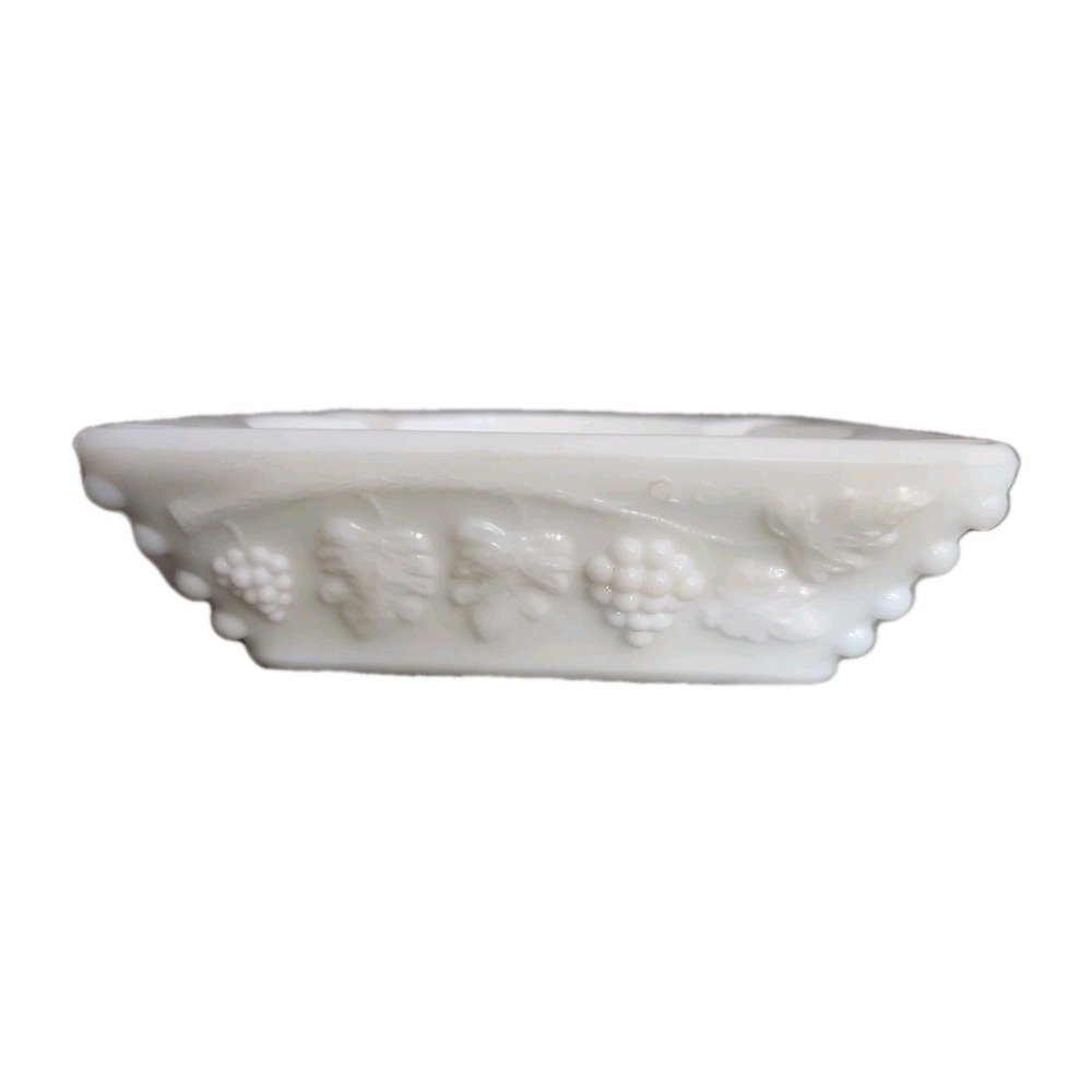Westmoreland Paneled Grape Milk Glass Ashtray  5"  Square